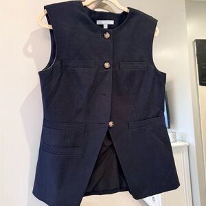 ANTONIO MELANI Navy Sleeveless Button-Front Vest